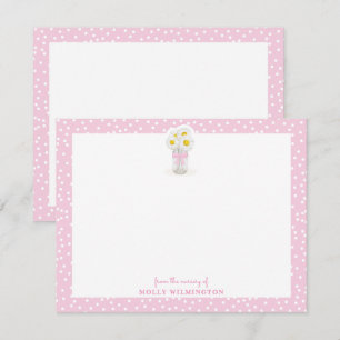 Blommigt Mason Burk Rosa Bow Girl Baby Stationery Tack Kort