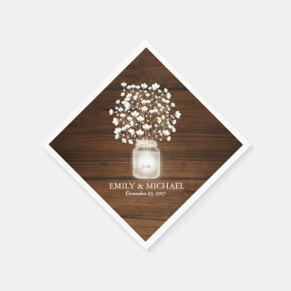 Blommigt Mason burk rustic bröllop Pappersservett