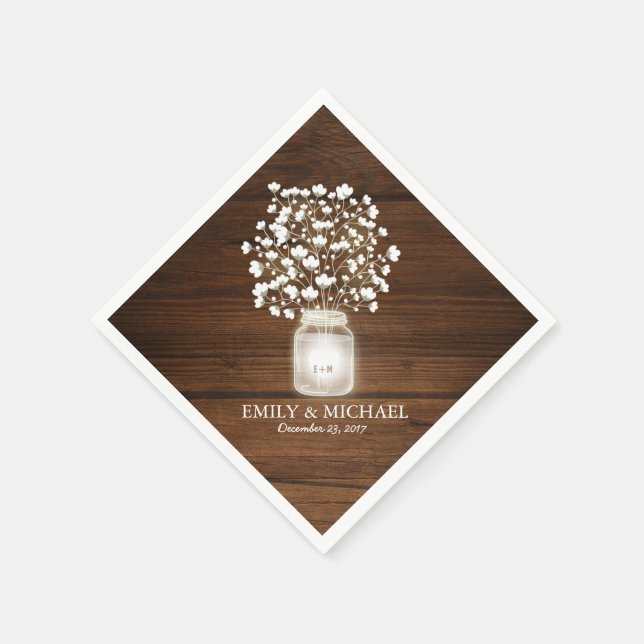 Blommigt Mason burk rustic bröllop Pappersservett (Hörn)