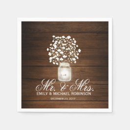 Blommigt Mason burk rustic bröllop Pappersservett