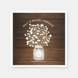 Blommigt Mason burk rustic bröllop Pappersservett
