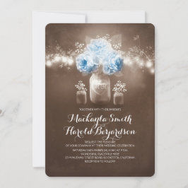 blommigt Mason burk rustik string ljus bröllop Inbjudningar