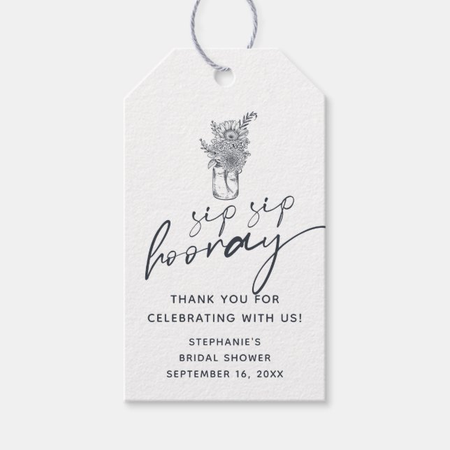 Blommigt Mason Burk Sip Sip Hooray Möhippa Presentetikett (Framsidan)