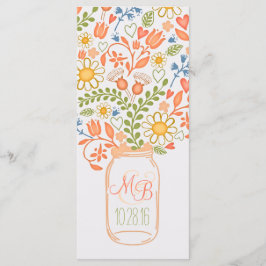 blommigt Mason-program burk elegant bröllop Program