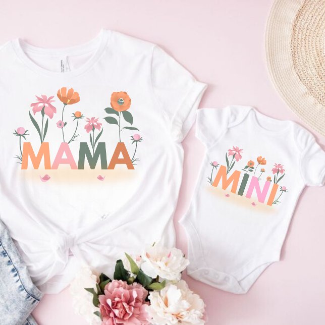 Blommigt Matching Mamma dotter T Shirt (Skapare uppladdad)