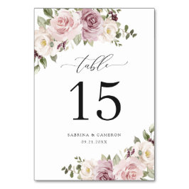 Blommigt Mauve Greenery Elegant Bordsnummer