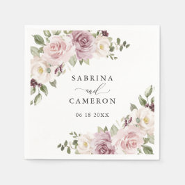 Blommigt Mauve Greenery Personlig Bröllop Pappersservett