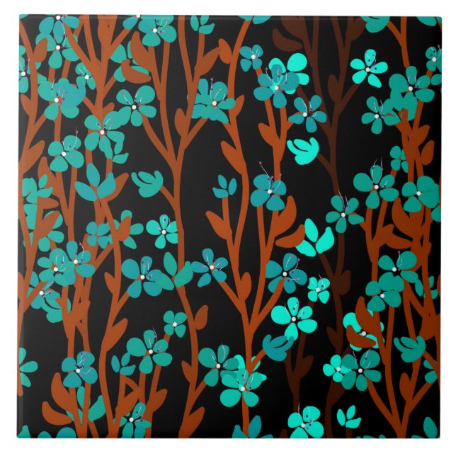 Blommigt Meadow Kakelplatta (Framsidan)