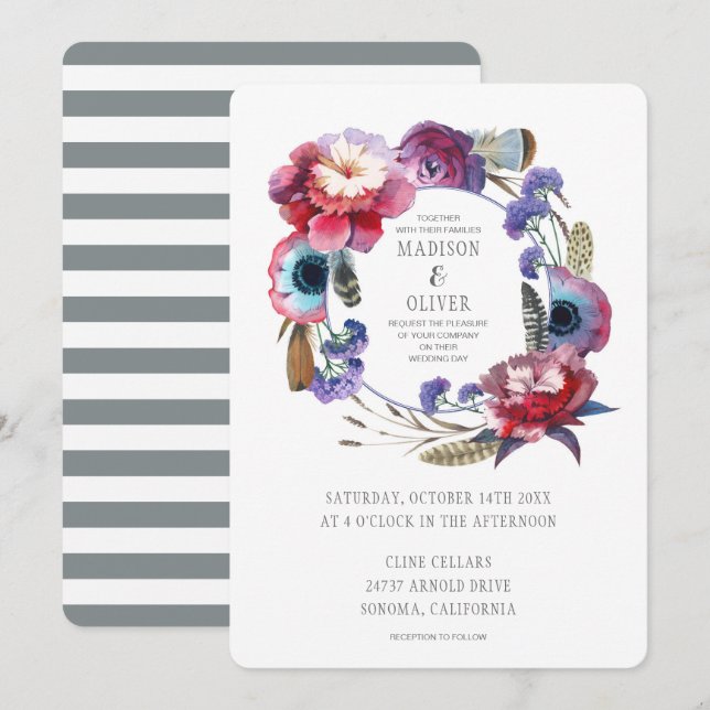 Blommigt med blommor med blommor| Bröllop Inbjudningar (Fram/baksida)