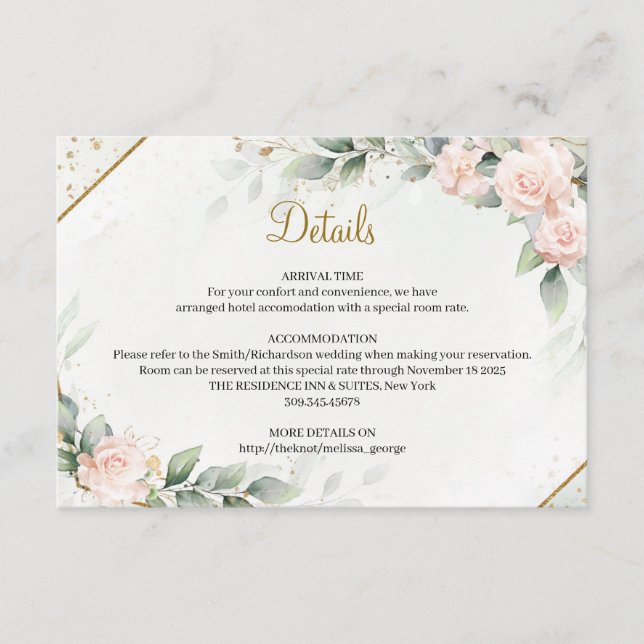  blommigt med chic och grönt guld tilläggskort (Framsida)