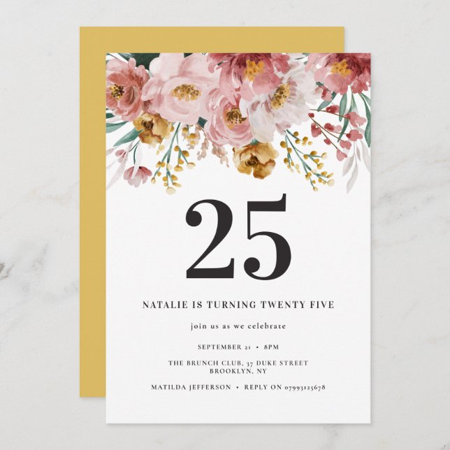 Blommigt med dålig vattenfärg, redigerbar ålder (Fram/baksida)