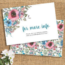 Blommigt med enkel Elegant, blå och Rosa vattenfär Tilläggskort