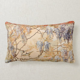 Blommigt med fåglar lumbarkudde