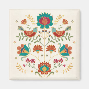 Blommigt med fåglar magnet