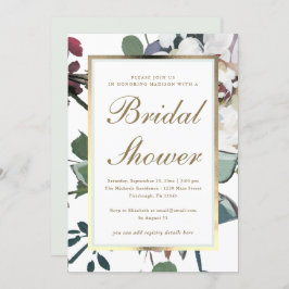 Blommigt med Faux Guld Ram Möhippa Inbjudningar