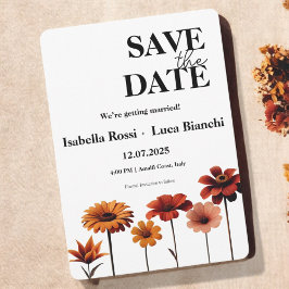 Blommigt med fetstil Röd & Orange Solnedgång Färg Inbjudningar