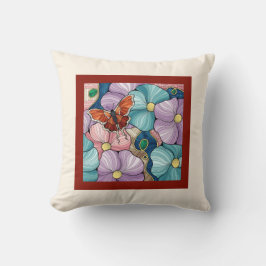 Blommigt med fjäril kudde