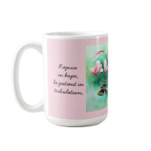 Blommigt med fjärilar, med verse Romans 12:12