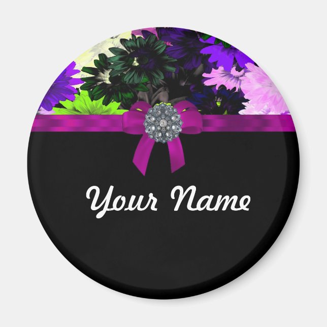 Blommigt med flera färgader magnet (Framsidan)