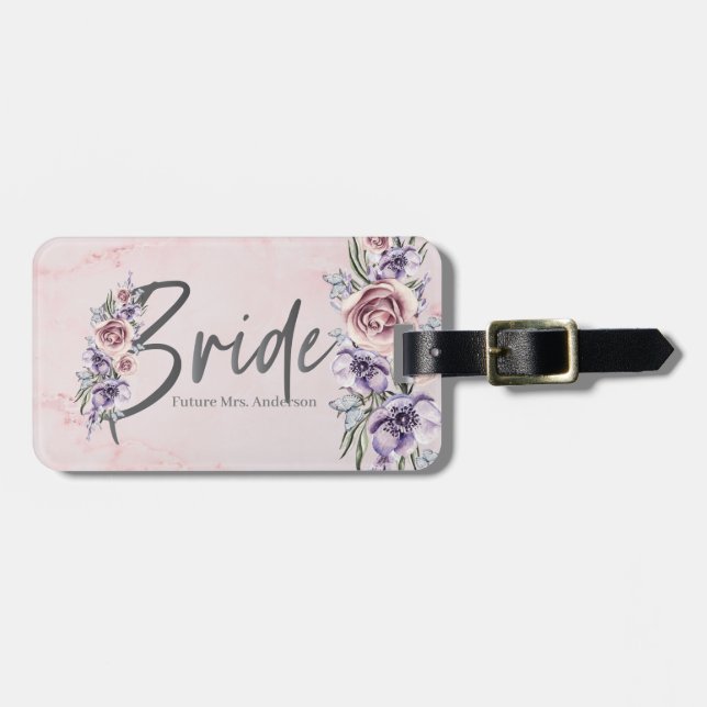 Blommigt med grundvattenfärg Personlig ro Marble Bagagebricka (Horisontell Framsida)