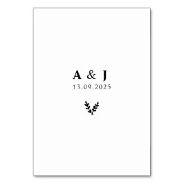 Blommigt med minimal Elegant Botaniskt monogram ut Bordsnummer