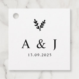 Blommigt med minimal Elegant Botaniskt monogram ut Gåvor Etiketter