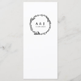 Blommigt med minimal Elegant Botaniskt monogram ut Meny