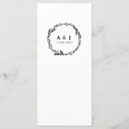 Blommigt med minimal Elegant Botaniskt monogram ut Meny