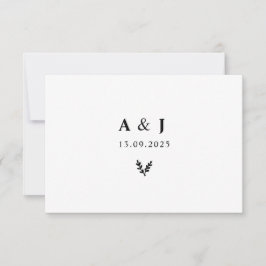Blommigt med minimal Elegant Botaniskt monogram ut OSA Kort