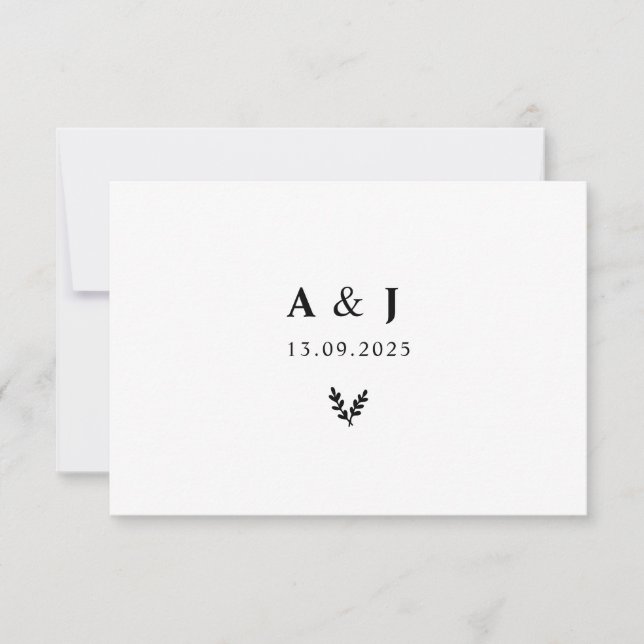 Blommigt med minimal Elegant Botaniskt monogram ut OSA Kort (Framsida)