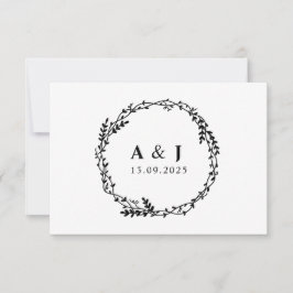 Blommigt med minimal Elegant Botaniskt monogram ut Spara Datumet