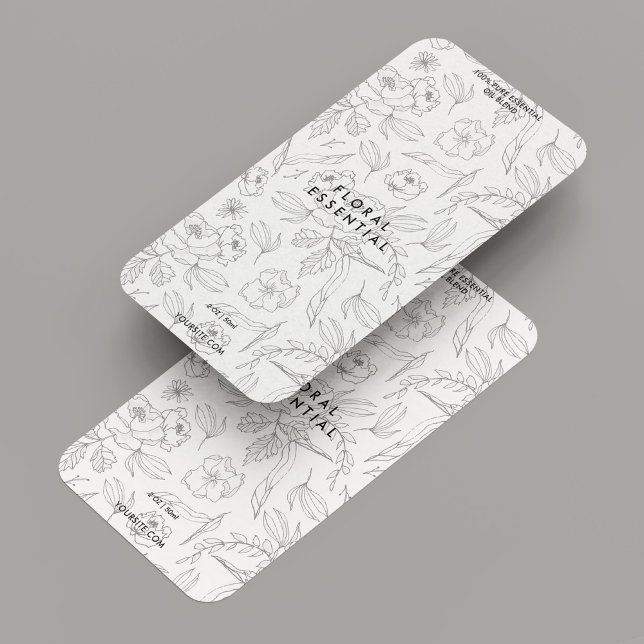 Blommigt med minimal Elegant, svart, modern Fraktsedel (Minimalist Floral Purple Blue Modern Label
)