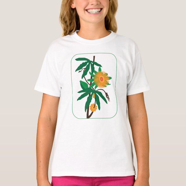 Blommigt med orange blommor t shirt (Framsida)