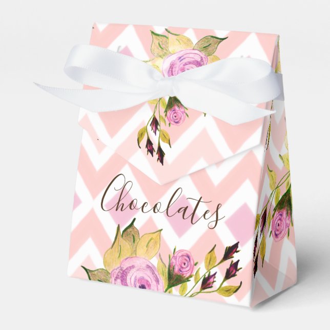 Blommigt med Rosa Presentaskar (Framsidan Sidan)