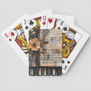Blommigt med Rustic Piano Nycklar & Åldras Music L Casinokort