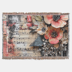 Blommigt med Rustic Piano Nycklar & Åldras Music L Filt