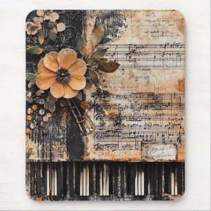 Blommigt med Rustic Piano Nycklar & Åldras Music L Musmatta