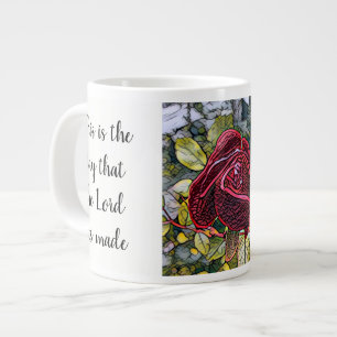 Blommigt med skriptverse, "slipat glas" Ro Jumbo Mugg