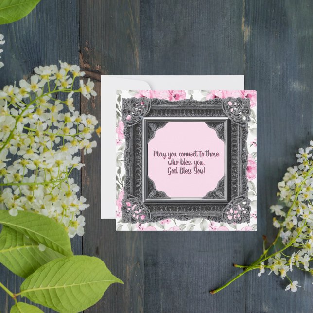 Blommigt med Svarta Ram Julkort (Skapare uppladdad)