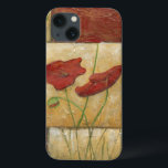 Blommigt med synliga penseldrag<br><div class="desc">Penseldragen syns i blommigtens målning av Chariklia Zarris. Två röda blommor sitter i mitten i biet med gräs på grund och några löv flyter högst upp. En liten scen som skulle göra en underbarare gåva!</div>