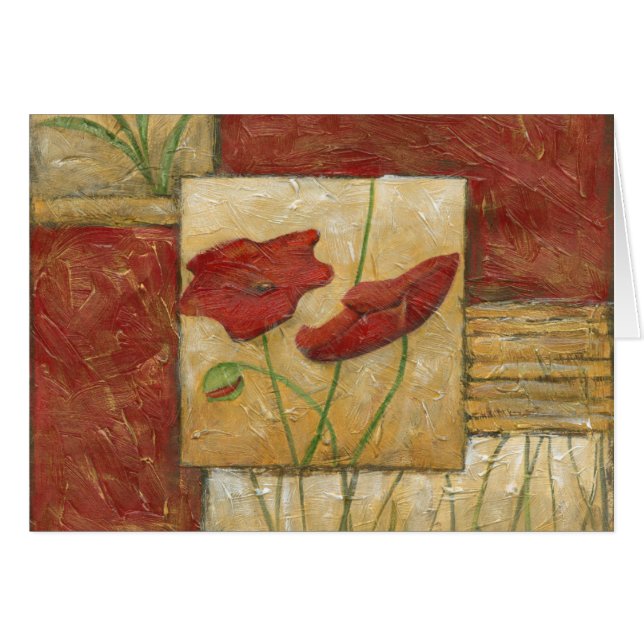 Blommigt med synliga penseldrag hälsningskort (Framsidan Horizontal)