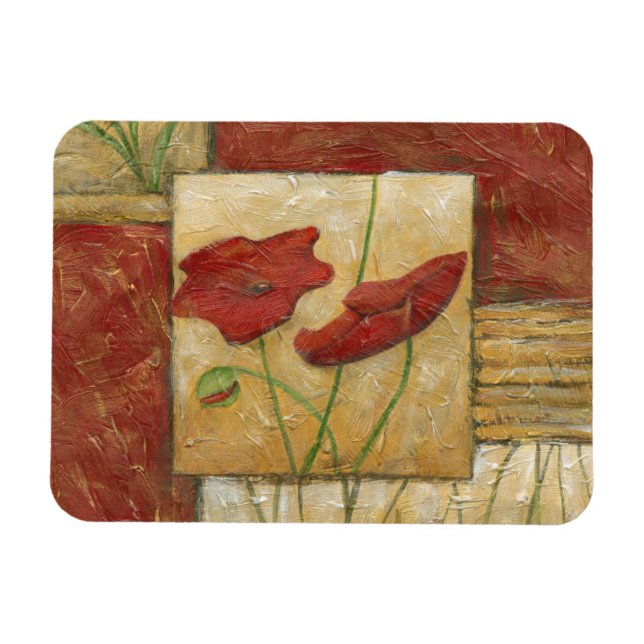 Blommigt med synliga penseldrag magnet (Horisontell)