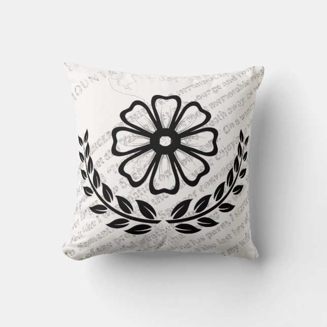 Blommigt med text - polyesterruta 16 x 16 tum kudde (Framsida)