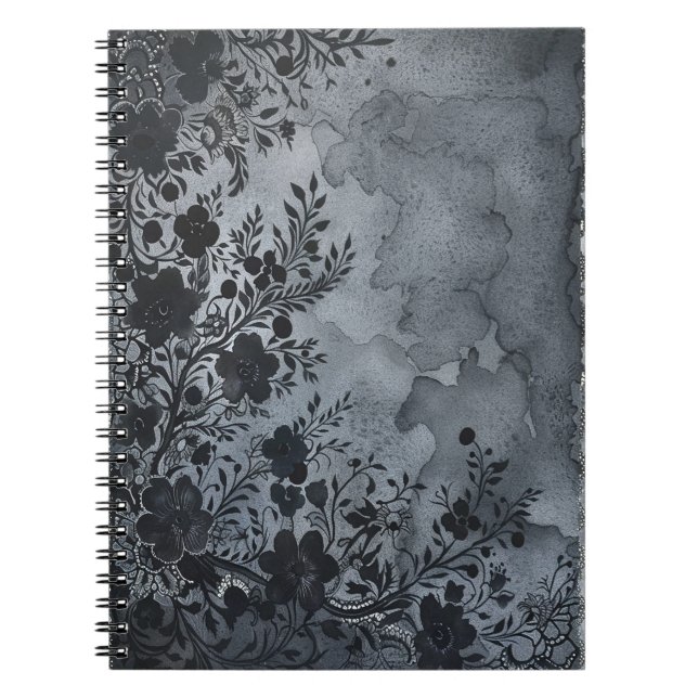 Blommigt med tonad mörk anteckningsbok (Framsidan)