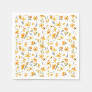 Blommigt med tuff Gult - vattenfärg Pappersservett