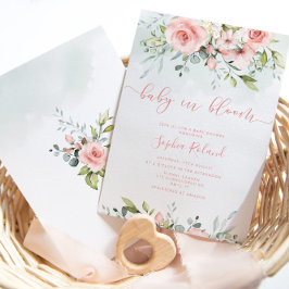  blommigt med vattenfärg baby i blobinbjudan inbjudningar