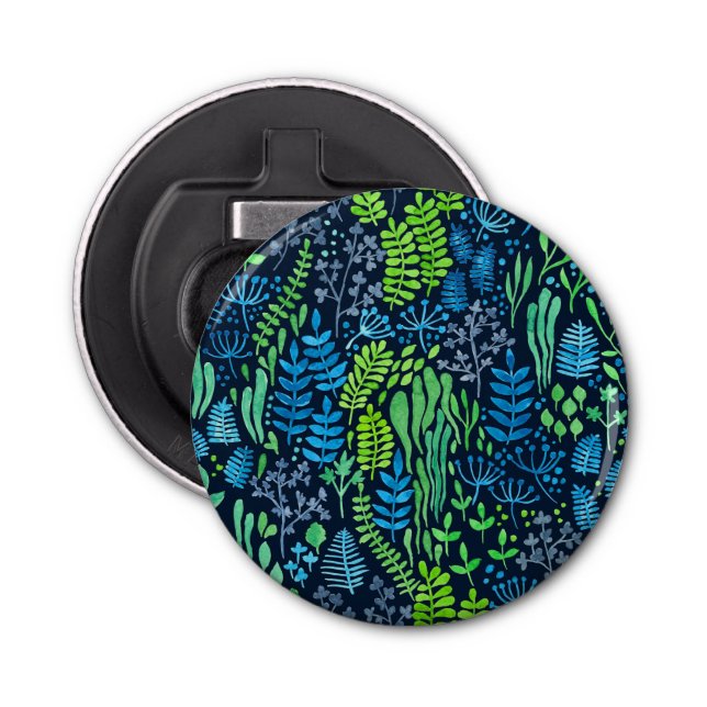 Blommigt med vattenfärg, dockor mörkens bakgrund flasköppnare (Framsidan)