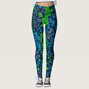 Blommigt med vattenfärg, dockor mörkens bakgrund leggings