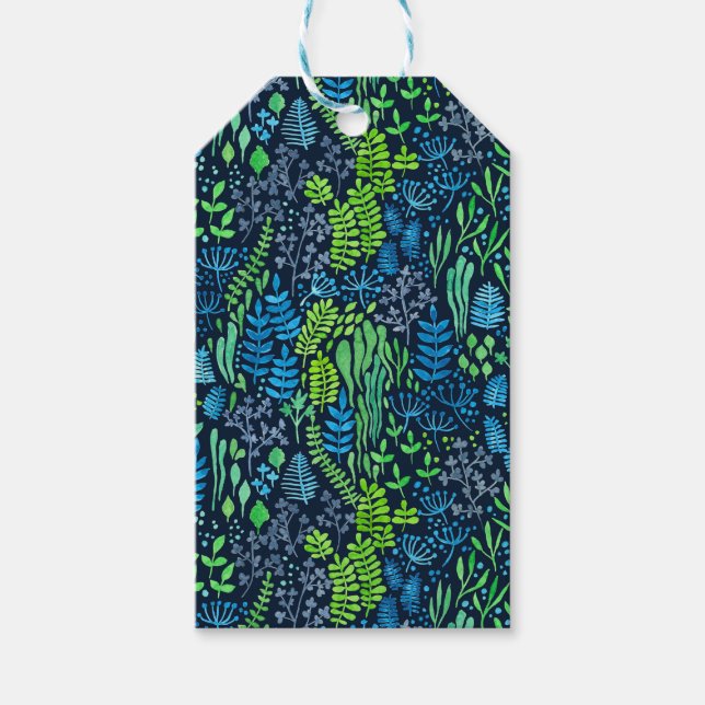 Blommigt med vattenfärg, dockor mörkens bakgrund presentetikett (Framsidan)