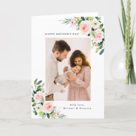 Blommigt med vattenfärg Foto Mors dag Helgkort
